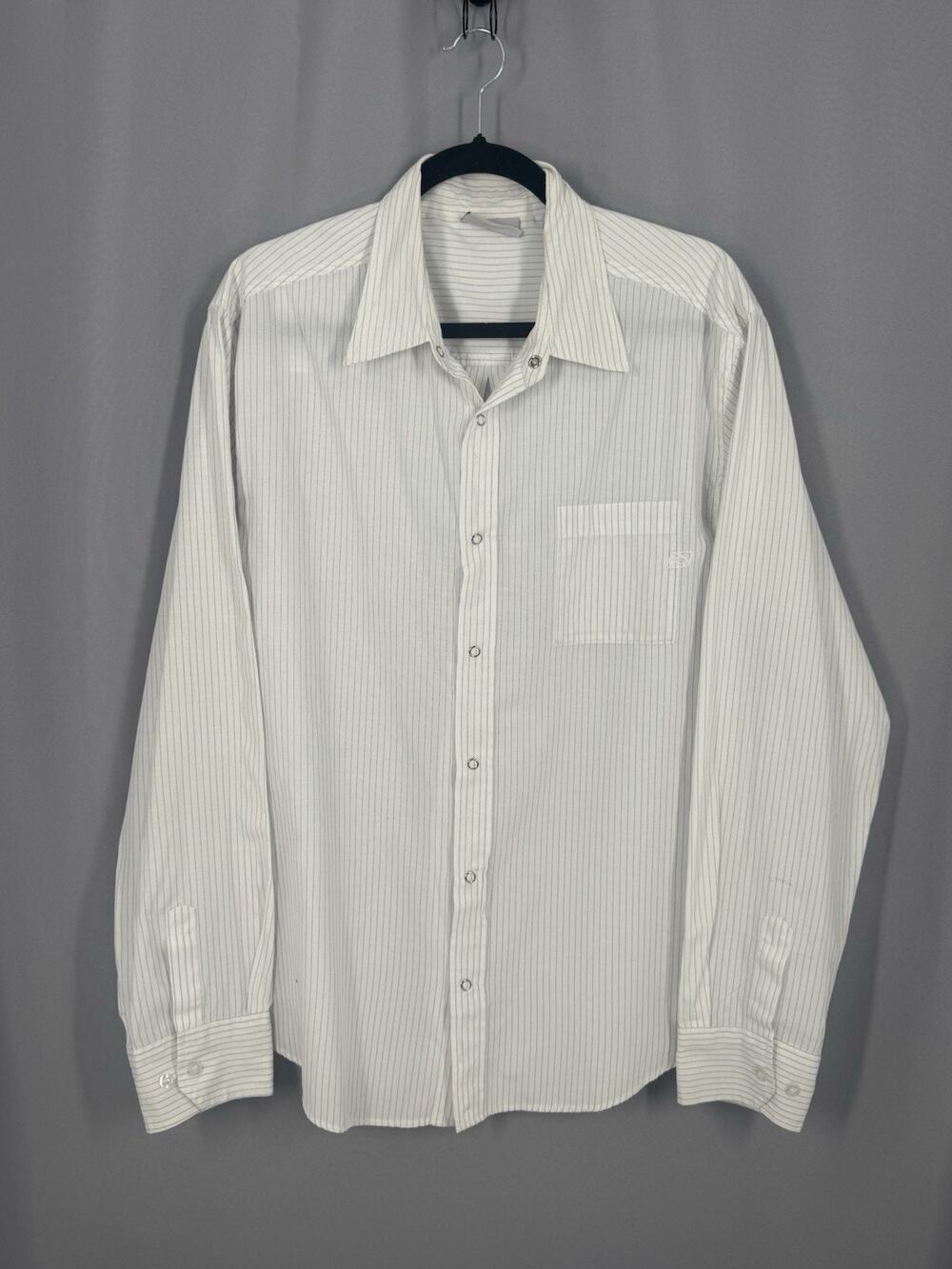 Vtg Ripcurl Shirt Men's Size X-Large White Striped Snap Front Retro Embroidered